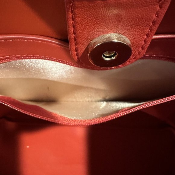 INC International Concepts Reyna Popsicle Tote Faux Leather Large Bag Red Yellow - Picture 5 of 14